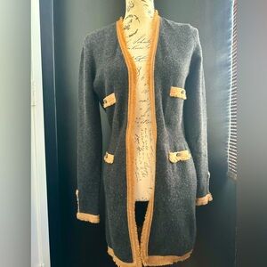 Vintage (2006) Cashmere cardigan with camel trim